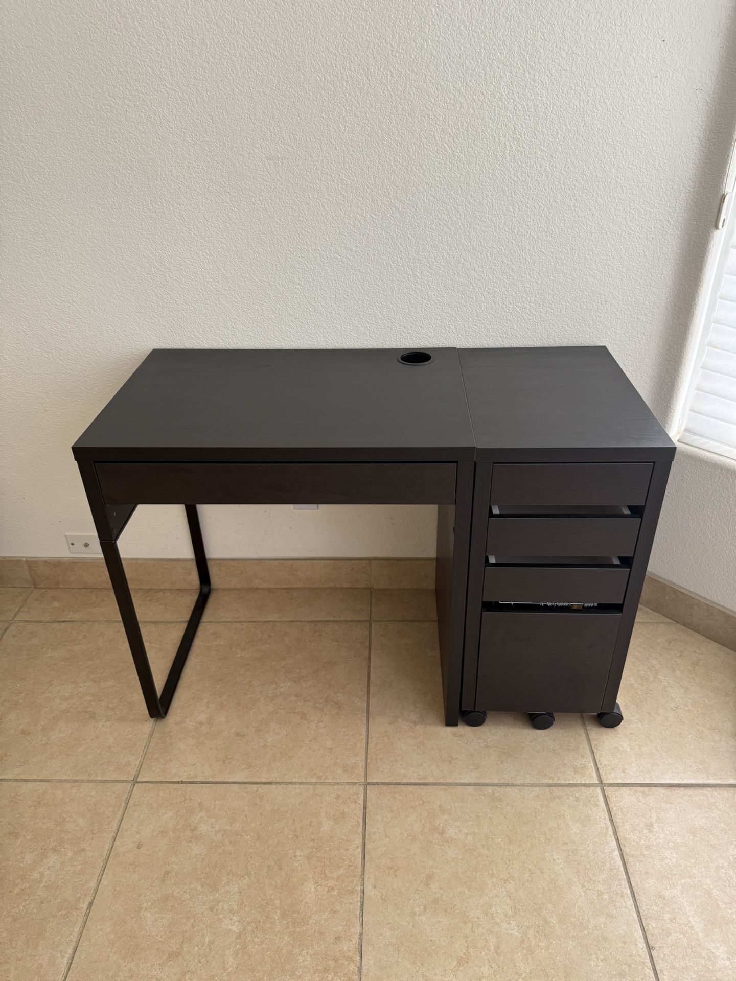 IKEA MICKE desk and drawer/file cabinet set