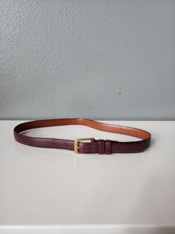 The Baggie Burgundy Leather Belt Size 30 / 75 cm Made in England Gold Buckle