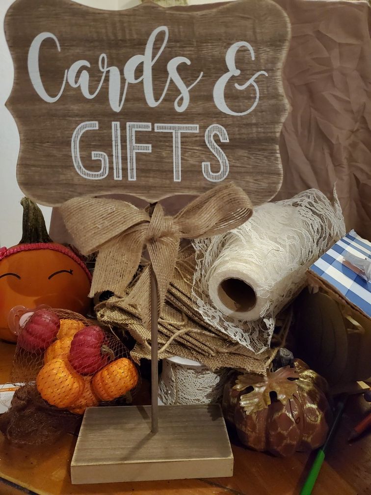 Fall party supplies, burlap, lace and decor