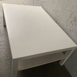 Coffee Table (white) With Storage Shelf
