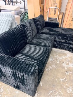 New Jumbo Corduroy Sectional Couch with Chaise! Free Delivery 🚚!