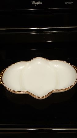 Vintage Milk Glass Fire King Divided Serving Dish