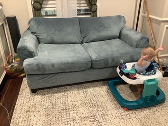 New Slipcover Blue Gray Loveseat Sofa