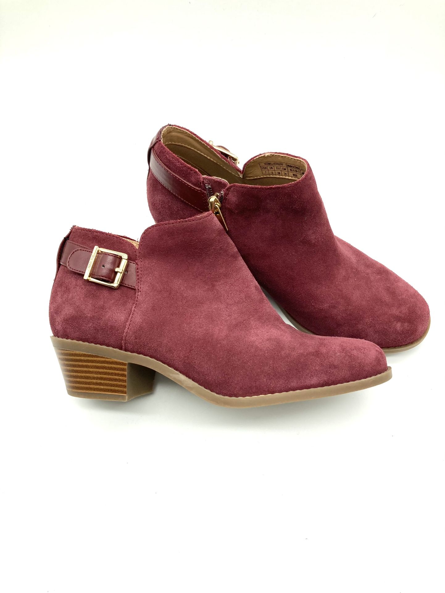 Vionic Millie Red Suede Buckle Ankle Boots 