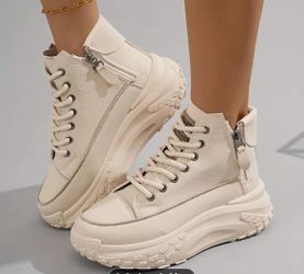 High Tops Side Zipper Super Tennis Shoes Wide Sole