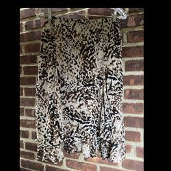Like NEW!! Women’s 212 collection Sz Large Animal Print Skirt EUC flare brown 