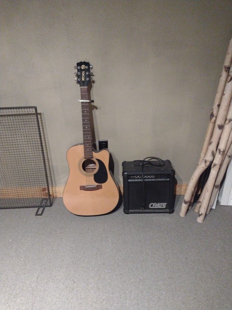 Mitchell Acoustic Electric Guitar And Crate Amp