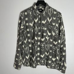 Stussy Ikat Zip Pullover Shirt Mens Small Black NWT
