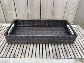 Oversized 23" Wicker Serving Tray with Handles / Decorative Tray