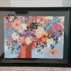 Flower Girl with Multi-Color Background Framed Diamond Painting