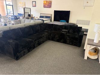 Corduroy sectional in black