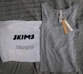 Skims Gray Ribbed Tank Top with Tags