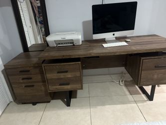 Monarch Specialties Computer Desk with Drawers - Contemporary Style - Home & Office Computer Desk with Metal Legs - 60"L (Brown Reclaimed Wood Look)
