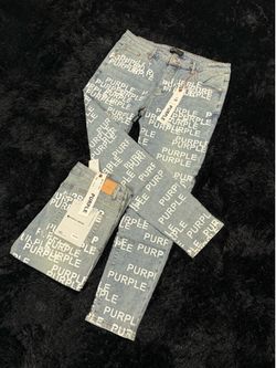 Purple All Over Print Light Wash Jeans – Designer Denim