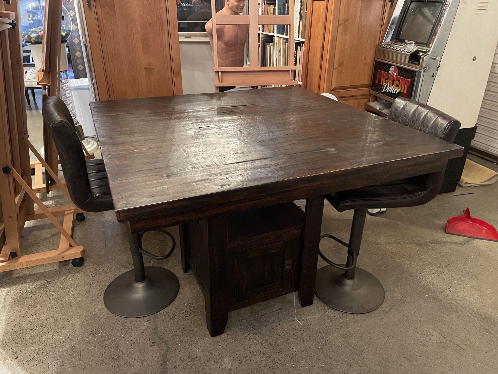 Square Wooden Dining Table w/Stools 48x48x36