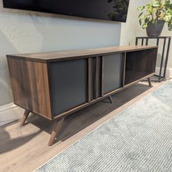Walnut Brown And Grey Mid Century TV Stand (Pickup Only)