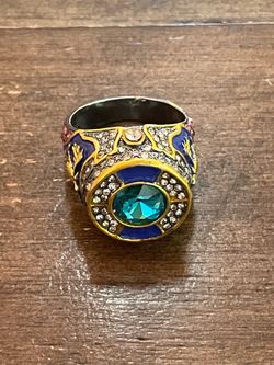 Vintage Style Warrior Ring Featuring a Double-Headed Eagle Design, Deep Blue Faux Enamel Elements, Synthetic Faux Synthetic Gems Ring, Men'S Retro Rin