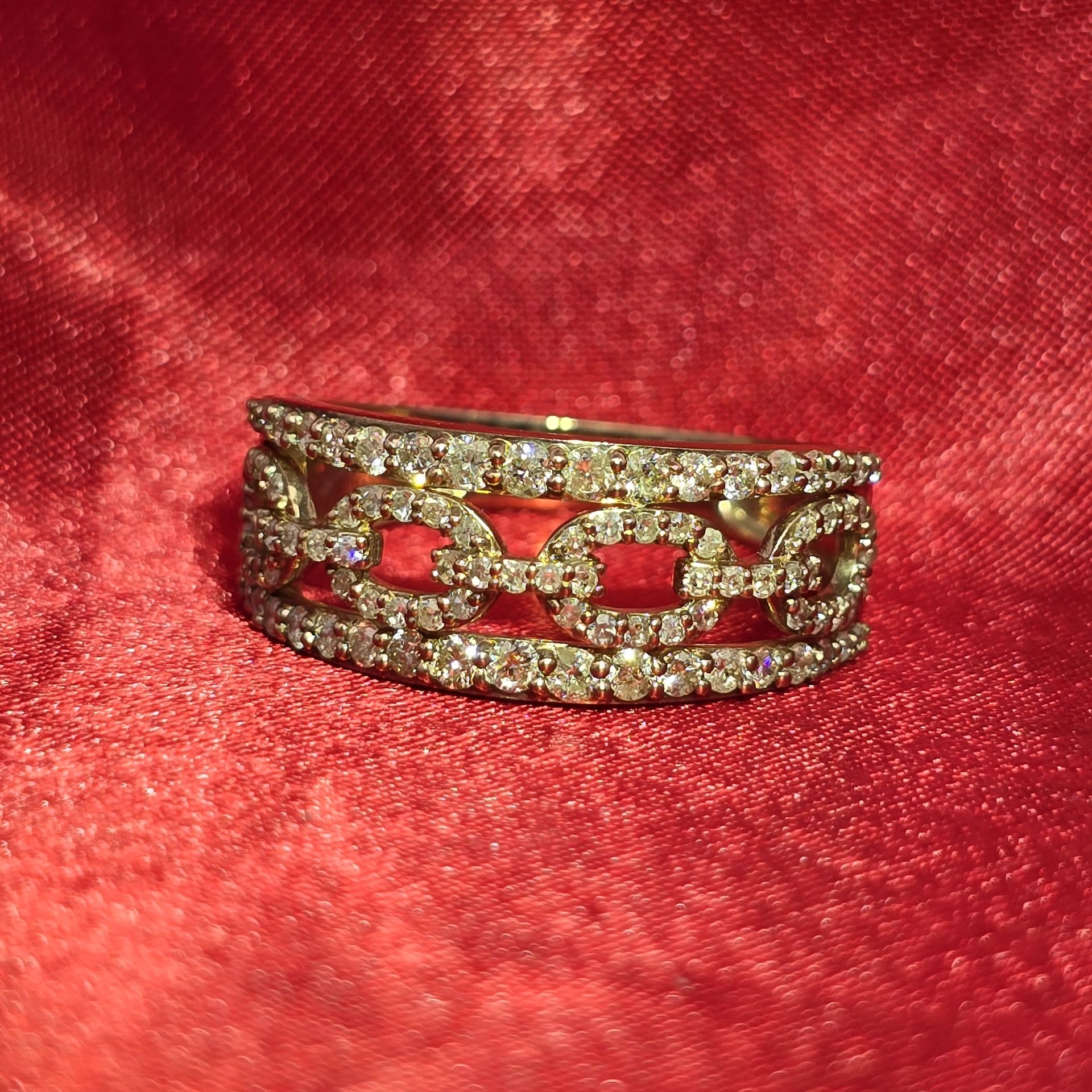 10k Yellow Gold Diamond Classic Multi Oval Fun Ring 0.99 ctw