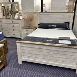 New 🌄 $10 Down Payment Finance 🎗️Willowton Queen Size 4 Piece Bedroom Set