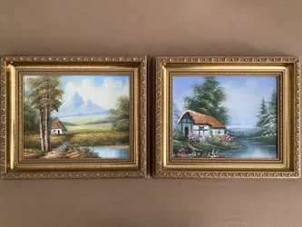 Antique landscape paintings (Pair of 2)