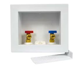 Oatey Quadtro 1/2 in. PEX Barb x 3/4 in. MHT Washing Machine Valves with Outlet Box, 1/4 Turn Valves@X2-411