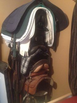 Saddles, bridles, blankets, etc., prices vary
