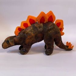 Douglas Plush Stegosaurus Dinosaur Stuffed Animal Red Brown Orange 11” long GUC 