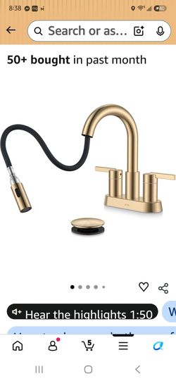 KENES. Champagne Bronze Pull Down Centerset Bathroom Faucet 4 Inch 2 Handle
Pull Out Bathroom Faucet with Pop Up Drain & Supply Lines, Lead-Free cUPC 