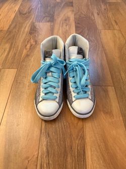 Nike Blazer Gray Blue Metallic High Top Casual Sneaker Shoes Women’s Size 7