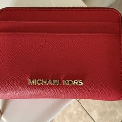 Red Michael Kors Card Holder Wallet