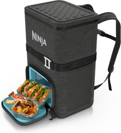 Ninja | Backpack Cooler | FrostVault Go 36 Can Soft Cooler | Leakproof Zipper with Built in Can Opener, 2 Ice Packs & Dry Storage Drawer | for Hiking,