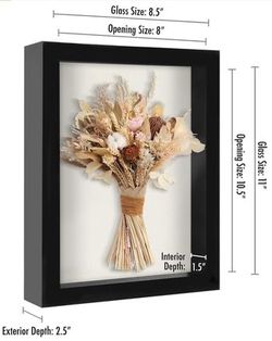 8.5x11 Shadow Box Frame in Black with Soft Linen Back - Polished Glass