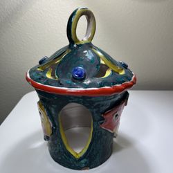 Desimone Italy Vintage MCM Hand-painted Majolica Pottery Lantern