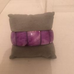 Vintage Bangle Bracelet Goldtone Purple 