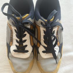 Size 11 men’s Tommy Hilfiger Men Jogger Sneakers Vocto2 Yellow Navy Faux Suede