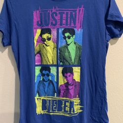 Justin Bieber sunglasses POP ART official Babydoll Style T SHIRT jrs L