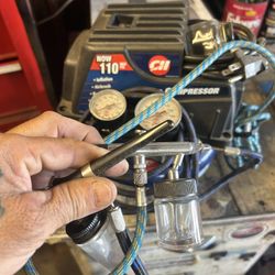 Compressor with two air airbrush guns asking $100 no less