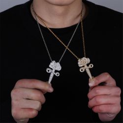 Iced out cool rose pendant