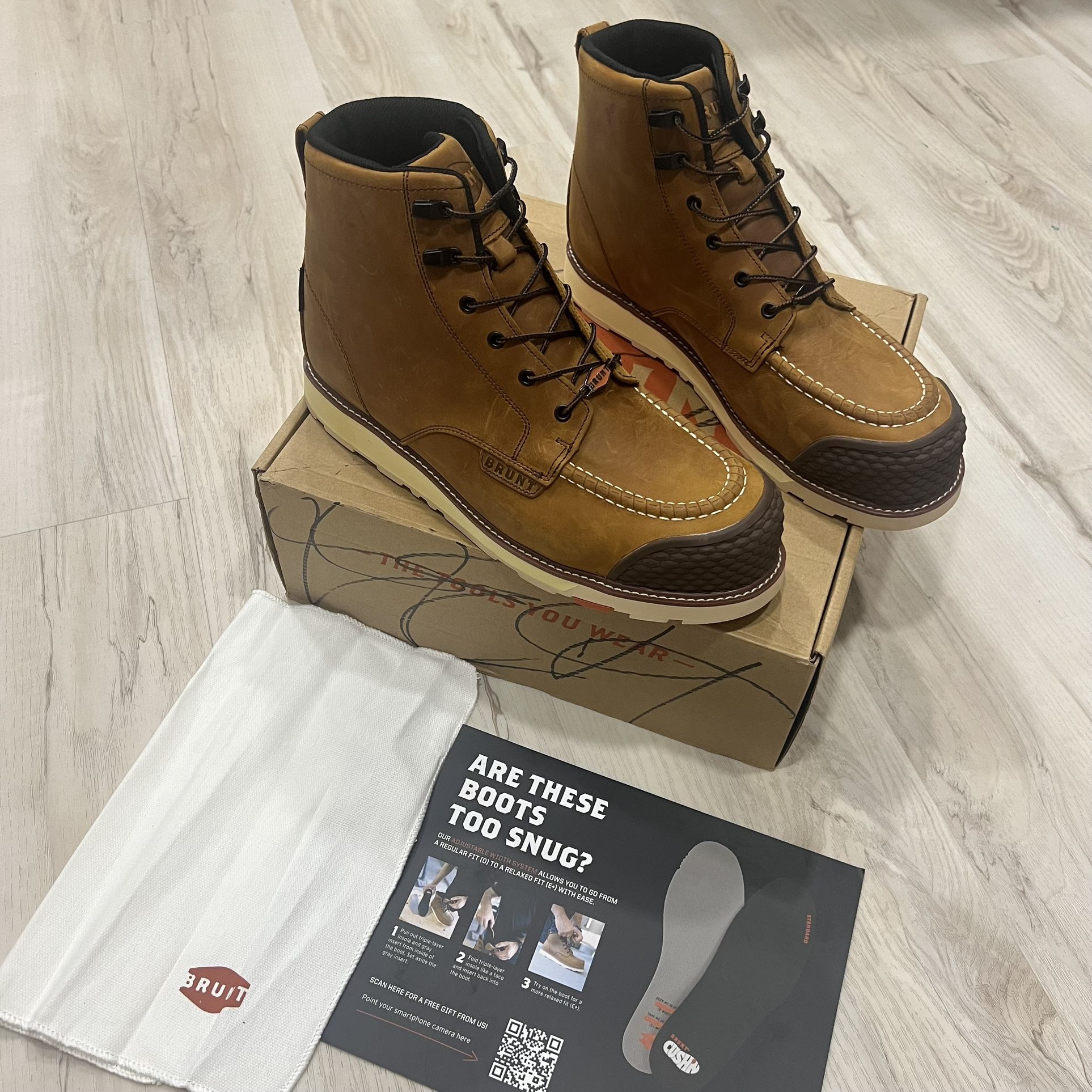 BRUNT Marin BRUNT Toe (Comp Toe) Brown 6" Waterproof Reinforced Wedge Size 14