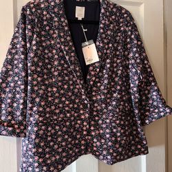 Plus size women’s XXL navy floral blazer. brand new