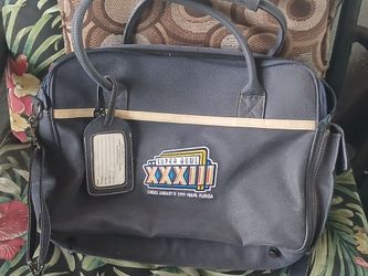 Vintage 1999 Super Bowl 33 Media Press Laptop Bag with Luggage Tag