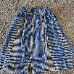 Free Assembly Women's Plus Cotton Button Front Midi Skirt with Paperbag Waist