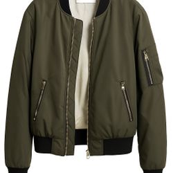 ZARA Basic Bomber Jacket – Army Green (Size M)