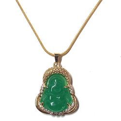 Jade jadeite  happy Buddha luck smooth pendant necklace religious