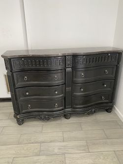 Black Dresser Marble Finish With Mirror