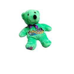 Chicago Teddy Bear Bean Bag Green Plush 7" Symbolz American Flag Heart