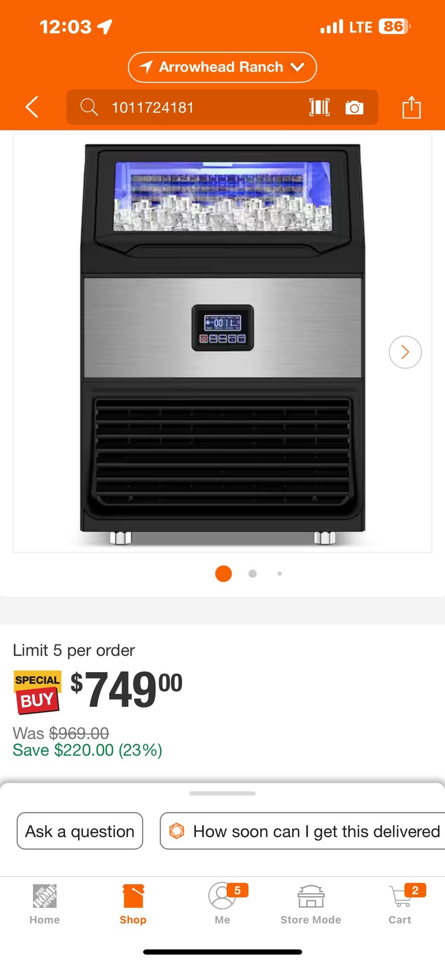Gilati Commercial Ice Maker 300 lb./24 H Freestanding Ice Maker Machine with 75 Ib. Storage, Stainless Steel