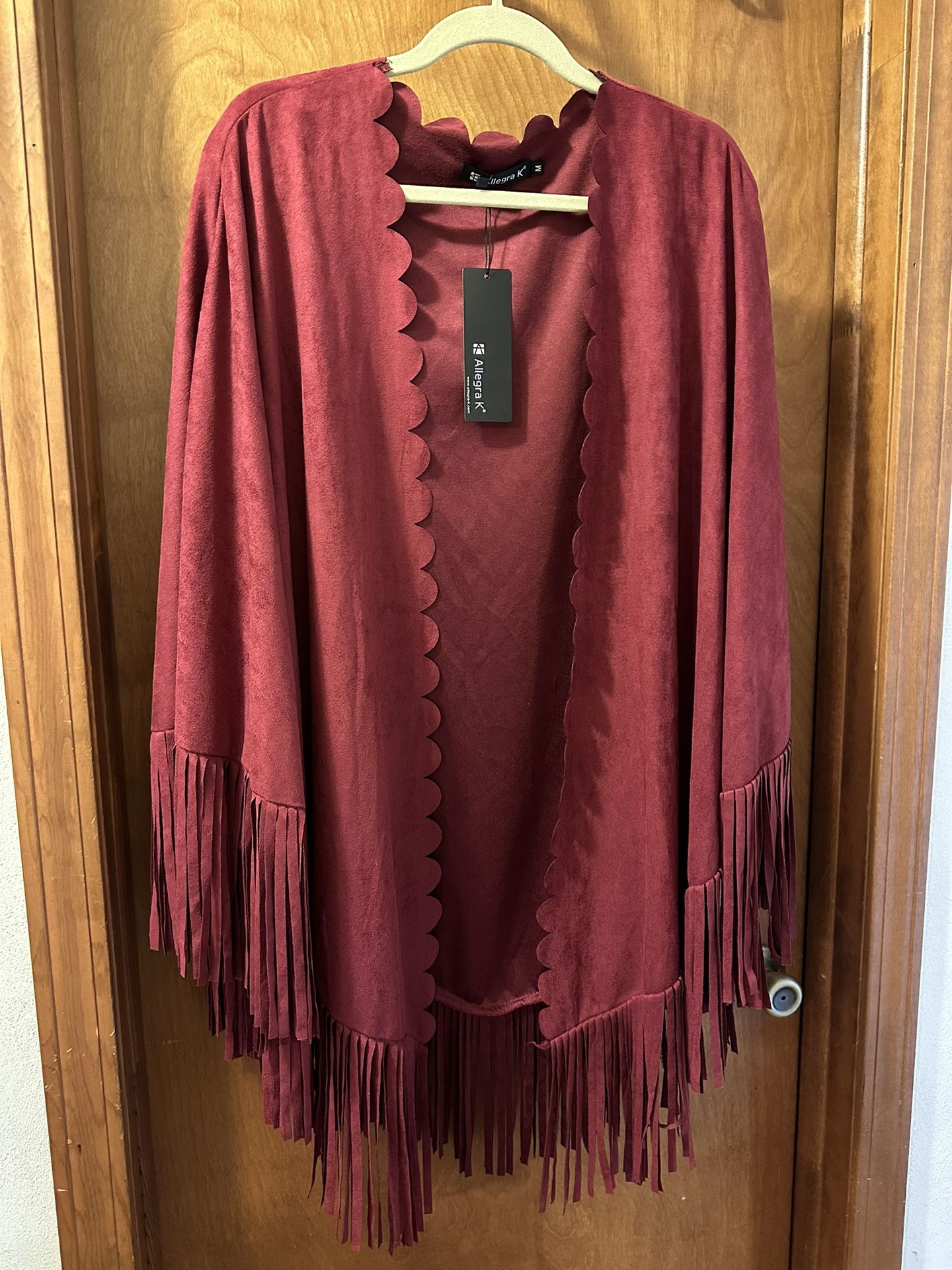 Fringed Wrap, Faux Suede, Brand New OBO