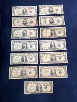 US bills Red seal and blue seal (13 pieces )