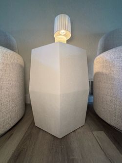 Sculptural White Geometric Side Table